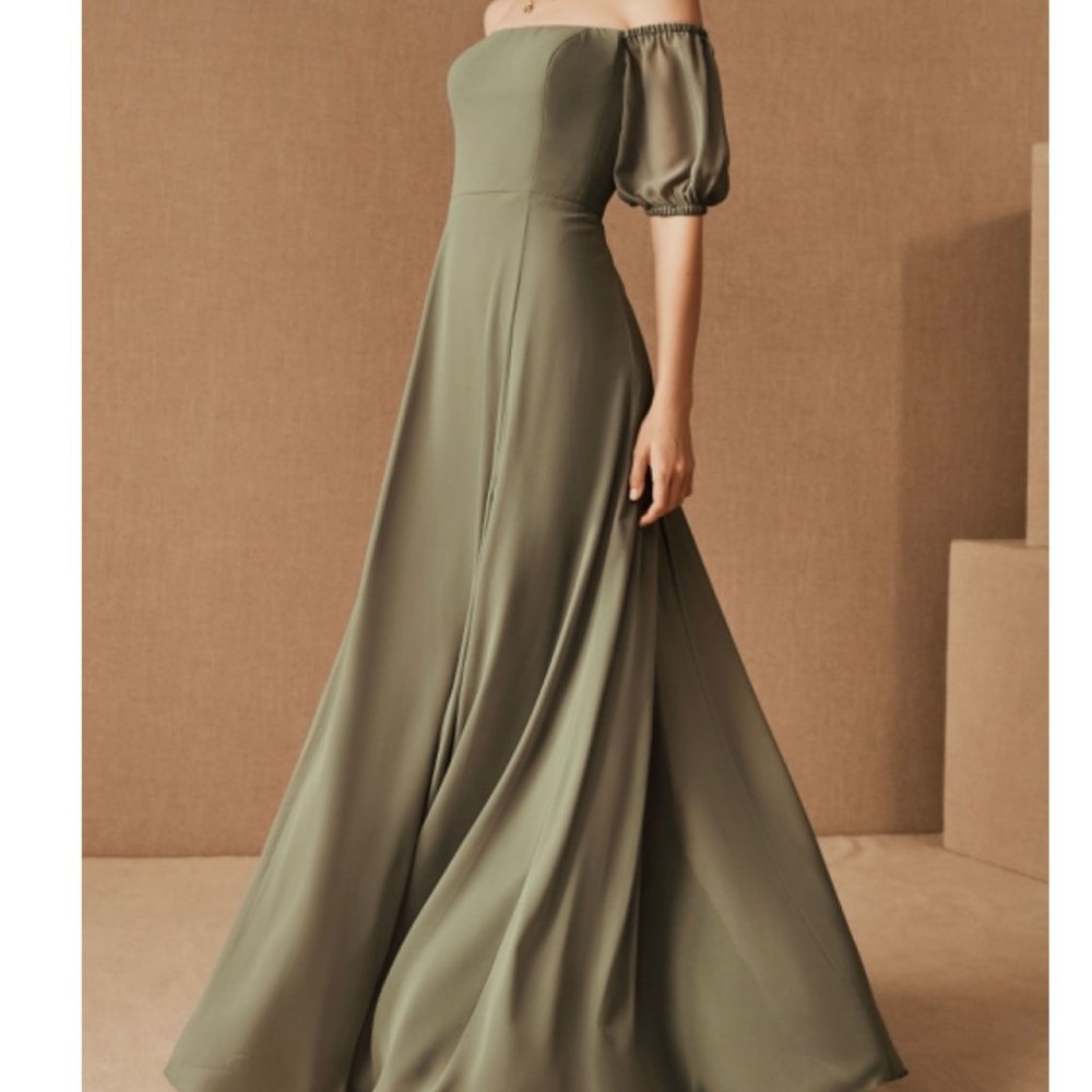 Miss green BHLDN Jenny Yoo Bridesmaid Chiffon Dress